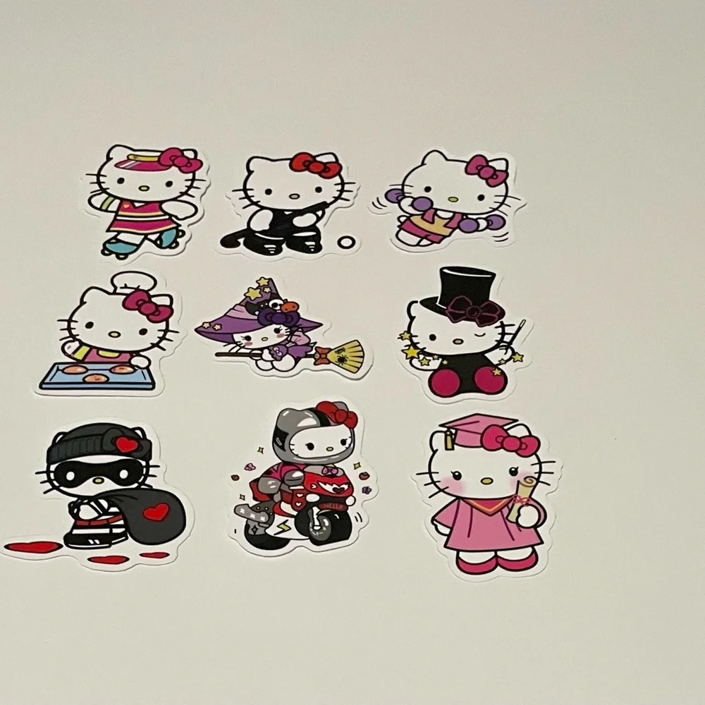 Y2K Nostalgia, Hello Kitty Pink and Black Crossbody Bag, Necklace, & Stickers